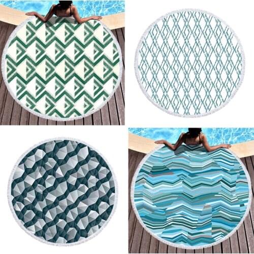 Geometric striped lattice Fringed beach towel Round beach towel Beach cover up Microfiber towel strandlaken Bath towel For home