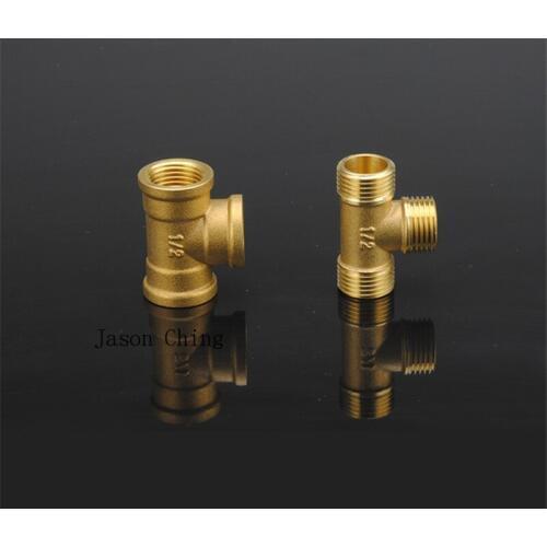 2PCS 3 Ways 1/2" Tee Female BSPP Connection Brass Coupler Adapter