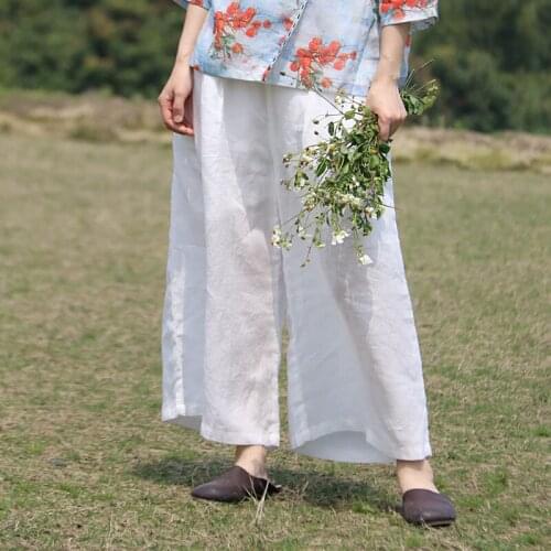 Summer Pure Ramie All-Match Culottes Women Pants Wide Leg Pants Women Womens Clothing 2021 Black Pants