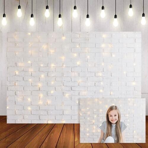Mehofond Christmas Photography Background Sparkling With Light White Brick Wall Portrait Photophone Backdrop Decor Photo Studio