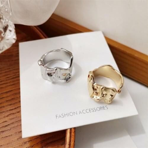 Punk Fashion Jewelry Fashion Irregular Concave Convex Gold Silver Color Ring Irregular Width Open Finger Ring For Women Men New