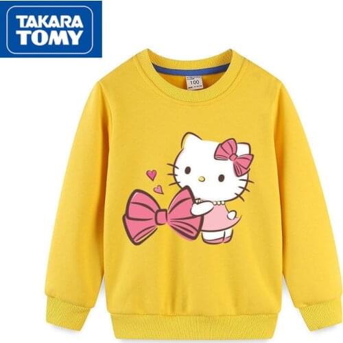 TAKARA TOMY Fashion cartoon Hello Kitty sweater plus velvet thickening childrens clothing baby warm top