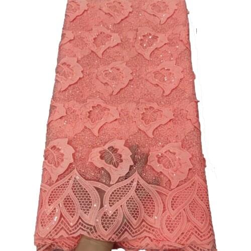 2021 Latest YELLOW African Sequin Lace Fabric Embroidery French Mesh Lace Fabric With Sequins Nigerian Tulle Lace ETB157