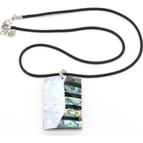 Natural Abalone Shell Necklace With Rope Length 55+5cm Exquisite Rectangle Shape Necklace Pendant For Ms Jewelry Gift 34x54mm