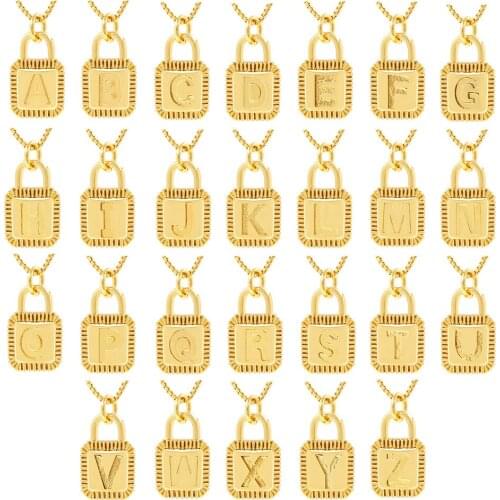 Necklace Copper Gilt Lock Head 26 English Letters Clavicle Chain 2021 new Womens Fashion Items Trend