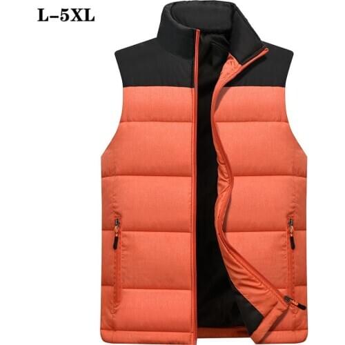 Couple Down Cotton Waistcoat Pure Color Winter Printing Outwears Zipper Pocket Youth Waistcoat Thickening Stand collar SIZE 5XL