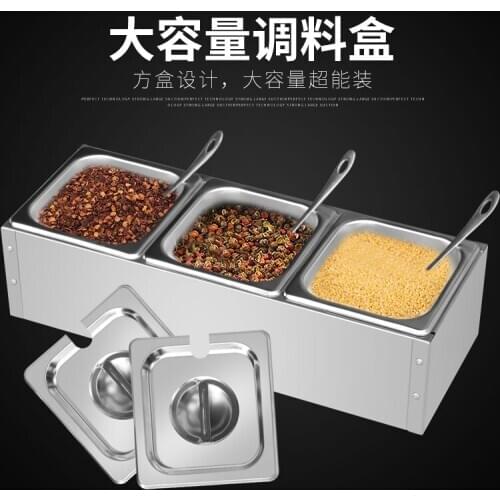 1/6 Stainless Steel Servings Pot Rack Milk Tea Shop Jam Box Split Grid Seasoning Rack Lattice Basin Base Bracket Three Grids