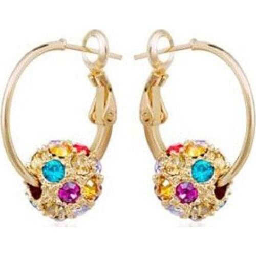 Manufacturers Wholesale Direct Price Fashion Design Cute/Romantic Cubic Zirconia Ball Crystal Hoop Earrings For Women In 2021