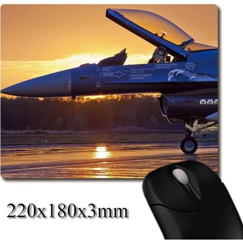 F16 fighter in the sunset printed Heavy weaving anti-slip rubber pad office mouse pad Coaster Party favor gifts 220x180x3mm