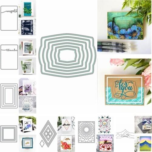 Cutting Dies Nesting Square Rectangle Diamonds Frame Congrats Thanks Heart Cover Craft Card Making Embossing Template 2020