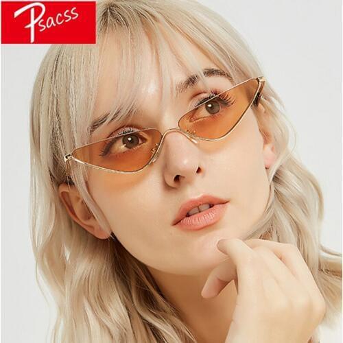 Psacss NEW Cat Eyes Sunglasses Women Men Vintage Metal Glasses Brand Designer Womens Sexy Retro Mirror Lunette De Soleil Femme