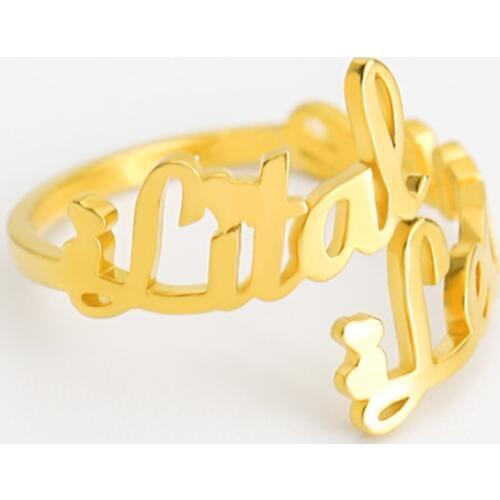 Adjustable Double Name Couple Rings For Lovers Custom Two Names Wedding Rings For Women Men Jewelry Stainless Steel Anel Bague