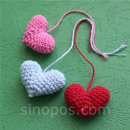 Handmade Crochet 3D Heart Charm, wedding valentine lovers bunting card gift clothes decor padded pendant fabric quilt applique