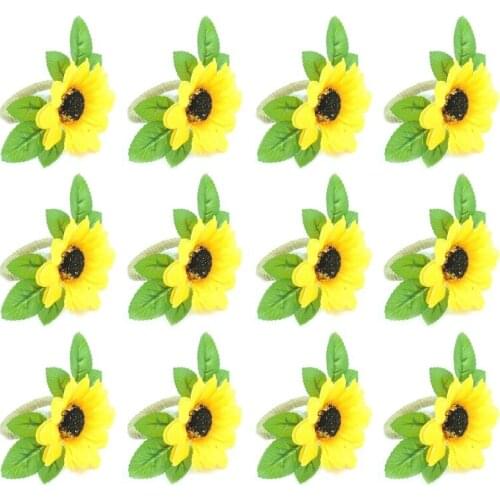 Handmade Napkin Rings Set of 12, Sunflower Napkin Holders, Napkin Rings Bulk for Party Decoration,Dinning Table,Everyday
