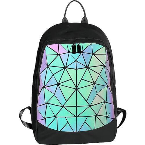 Luminous Geometric Plaid Men Backpacks For Teenage Girls Bagpack
