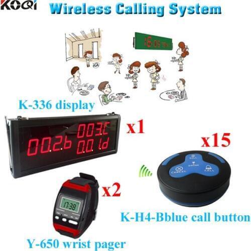 Pager Waiter Calling System Used Restaurant Equipment (1 display 2 wrist watch 15 call button)