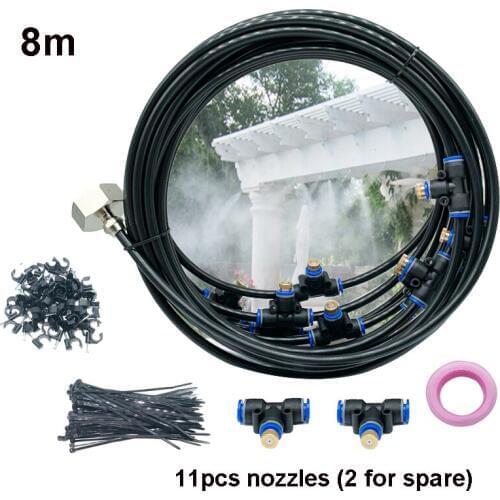 E454 Outdoor Misting System for Cooling 8M Fogger Water Spray Misting System Waterring Irrigation Mist Cooling System Garden