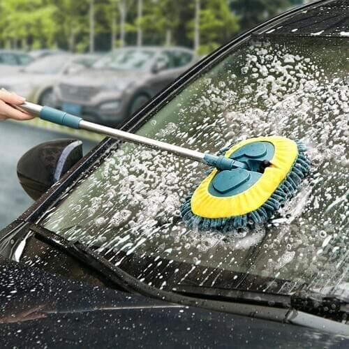 Retractable Chenille Brush Car Cleaning Brushes Supplies Large Long Handle Dust Duster Car Window Glass Washing Tools