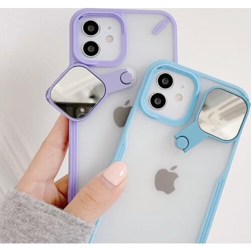 360° Rotate Bracket Selfie Mirror Phone Case For iPhone 11 Pro Max 12 Pro Max 12 Mini XS XR XSMAX 7 8 Plus Lens Protection Cover