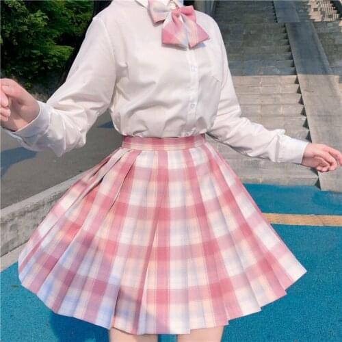 JK Skirts Women 2021 Summer High Waist Skirts Korean Style Pleated Skirts School-Uniform Pleated JK A-Line Skirt Girl Japanese