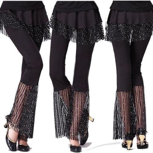 Ladies Latin Dance Costume Long Pants Women Ballroom Dancer Practice Trousers for Rumba/Samba/Salsa/Tango/Cha Cha/Flamenco Dance