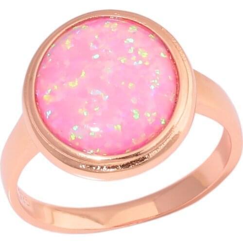 CiNily Created Pink Fire Opal Rose Gold filling Simple Jewelry for Women Wedding Engagement Ring Size 6-9 OJ9600
