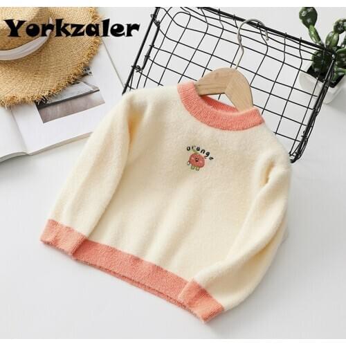 Winter Sweater for Baby Girl Long Sleeve Pullover Sweater Shirt 2-6years Old Kids Clothes Thick Warm Wool Knitted Tops