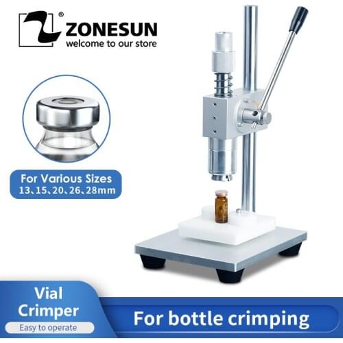 ZONESUN Manual Oral Bottle Crimper Sealing Penicillin Glass Vial Crimping Capping Machine