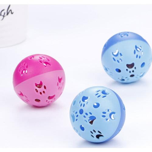 1PC Cat Ball Toy Self-excited Toy Paw Print Candy Color Hollowed-out Bell Interactive Cat Toy Bell Ball Toys For Cat Wholesale