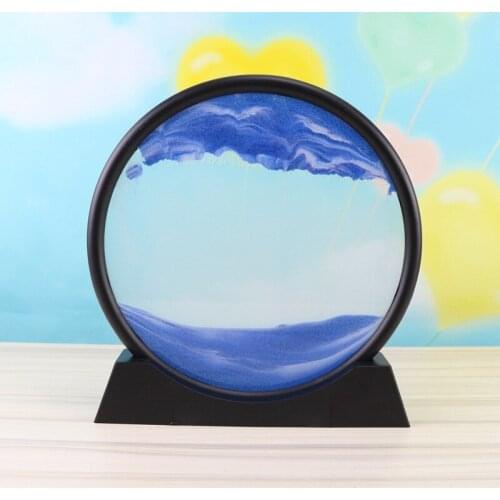 7/12 Inch Dynamic Sand Art Painting Round Glass 3D Deep Sea Sand Scene Dynamic Display Quicksand Picture Frame Sand Painting