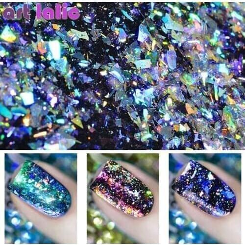 Aurora Chameleon Nail Glitter Sequins Flakes 0.2g Holographic Shining Nail Art Powder Dust Dazzling Nail Decorations