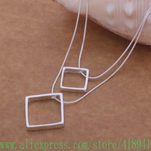 Free shipping silver plated Necklace, Free shipping silver plated fashion jewelry A square necklace /eoganfna bpiakgpa AN481