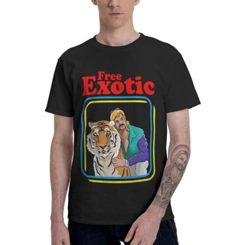 Free Joe Exotic T Shirt Men Short Sleeve 100% Cotton T-shirts Tiger King Tees Top Novelty Tshirts Gift Idea