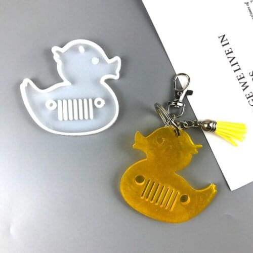 Shiny Glossy Diy Duck Keychain Silicone Epoxy Resin Mold DIY Keychain Pendant Jewelry for Valentine Gift Craft