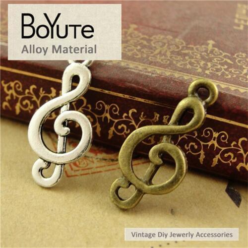 BoYuTe (100 Pieces/Lot) 10*23MM Antique Bronze Silver Plated Alloy Musical Instrument Charms Pendant Diy Jewelry Accessories