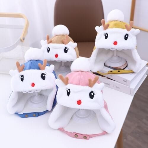 5 months-2Years Childrens Winter Warm Cartoon Cat Ear Lei Feng Cap Boys and Girls Kids Hat And Scarf Set Ear Protection Gorras