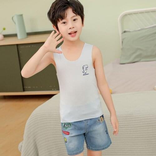 Children Summer Tops Sleeveless Vest Cartoon T-shirts Kids Boys Printing Dinosaur Casual Home Clothes for Girls Teens Costume