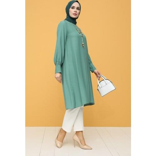 Minahill Long Tunic with Necklace 12005-02 Sea Green 12005-02