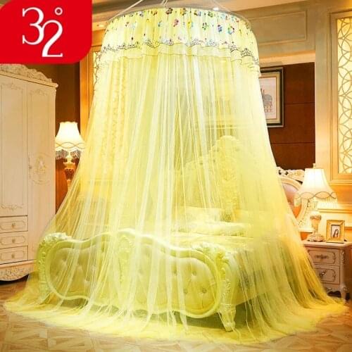 Princess Room Hanging Dome Canopy Polyester Mesh Bedding Tent Elegant Lace Double Bed Curtain Summer Bedroom Decor Mosquito Net