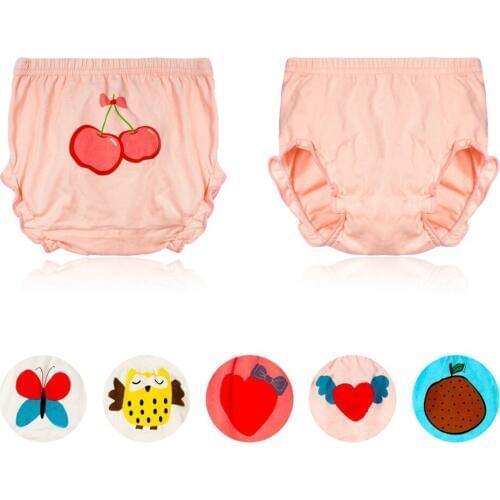 3PCS/Lot 0-24M New born Infant Baby Cotton Panties Cute Animal Fruit Printing Underwear Ruffle PP Bloomer Bebe Potty Diaper