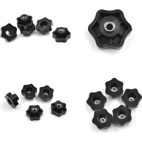 Hot Saling 4 PCS Clamping Nuts Knob with through-hole for industry equipment M6 Female Thread Star Shaped Head