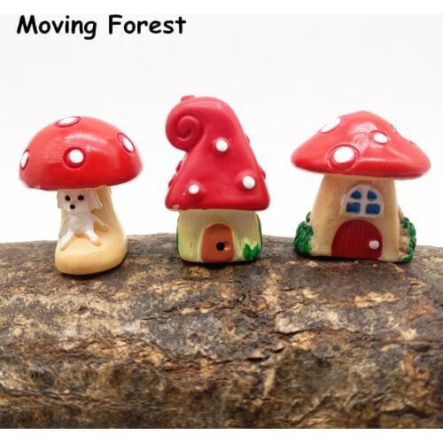 3pc Elf Mushroom House Miniature Fairy Garden Home Decoration Craft Micro Landscaping Decor DIY Gift Moving Forest