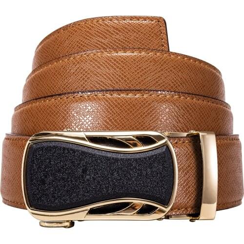 Fashion Men Genuine Brown Leather Belt For Men Luxury Gold Automatic Buckle Cowskin Business Casual Cowboy Jeans Strap Belt DG-C
