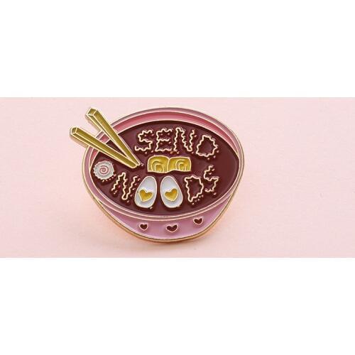 Cartoon Red Soup Noodles Enamel Pin Japanese Heart Egg Ramen Bowl Chopsticks Food Brooch Backpack Denim jackets Lapel Pin Button