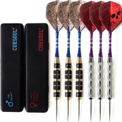 CUESOUL 6 Pcs/2 set 24g/26g Steel Tip Darts Couples Package with Free Carry Box