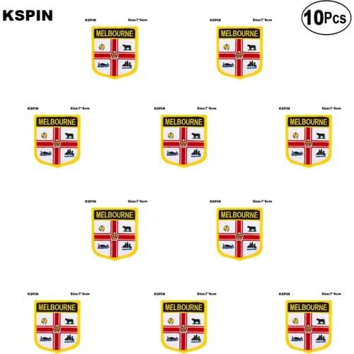 Melbourne Flag Embroidery Patches Iron on Saw on Transfer patches Sewing Applications for Clothes in Home&Garden