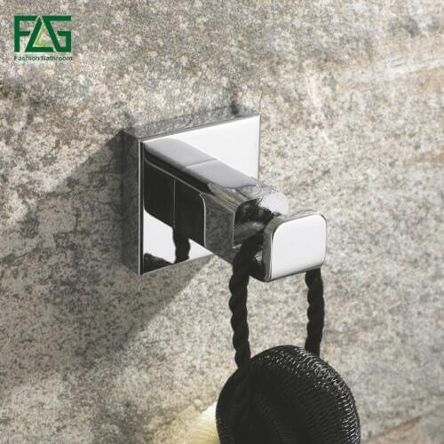 FLG Chrome Finish Wall Hook Bathroom Hooks Brass Towel Hook Wall Hanger Bathroom Accessories Coat Hooks G133-10C