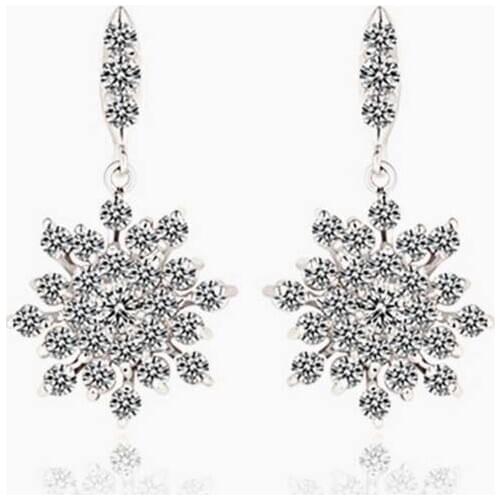NEW Luxury Cubic Zircon Snowflake Star Pendant Stud Earrings Women Party Earrings