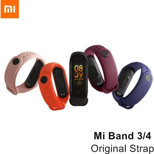 Original Xiaomi Mi Band 4 5 Wrist Strap TPU Black Orange Pink Blue Wine-red Bracelet for Xiaomi Miband 3 4 5 NFC Smart Wristband