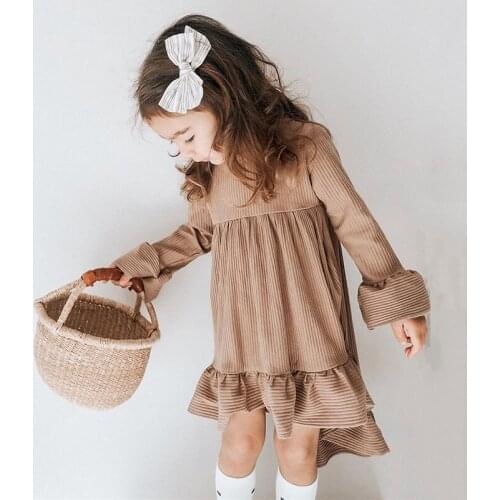 0-3T Toddler Kid Baby Girl Autumn Clothes Flared Long Sleeve Ruffles Dress Elegant Cute Wedding Party Princess Dresses Outfit